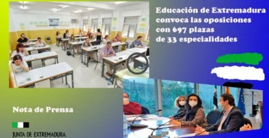 Educación de Extremadura convoca las oposiciones con 697 plazas de 33 especialidades